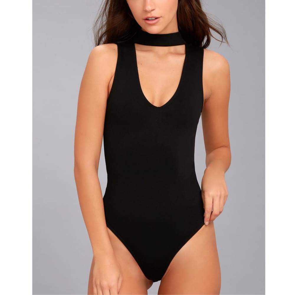 LULUS Powerhouse Black Bodysuit